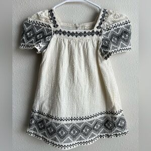 Jessica Simpson Cream Dress with Black Embroidered Trim - Kids